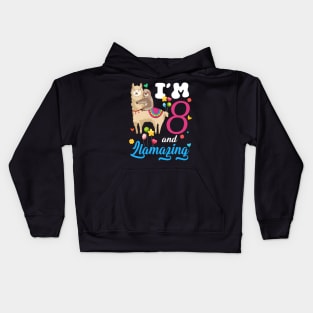 I'm 8 Years Old and Llamazing funny 8th birthday sloth llama Kids Hoodie